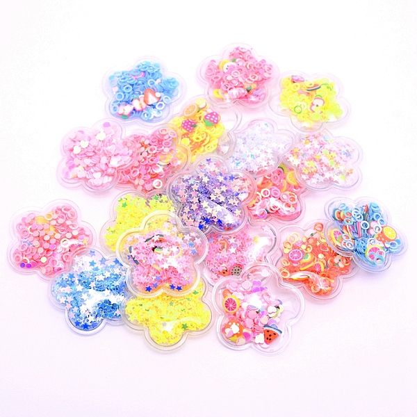 

PandaHall Plastic with Resin and Polymer Clay Accessories, DIY for Bobby pin Accessories, Glitter Powder, Flower with Star & Fruits & Flat..., Multicolor