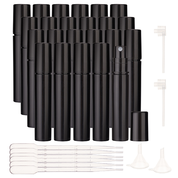 

PandaHall BENECREAT 80 Sets 3ML Plastic Spray Bottles with 2Pcs Mini Transparent Plastic Funnel Hopper, 6Pcs 2ml Disposable Plastic Dropper..., Black