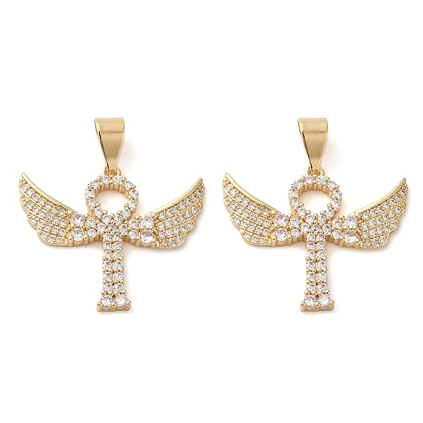

PandaHall Brass Micro Pave Cubic Zirconia Pendants, Long-Lasting Plated, Wing Charm, Golden, 27.5x32.5x3.5mm, Hole: 8.7x4.4mm Brass+Cubic..., Clear