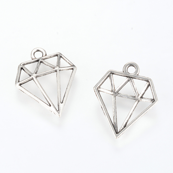 

PandaHall Tibetan Style Alloy Pendants, Diamond, Cadmium Free & Lead Free, Antique Silver, 19x16x3.5mm, Hole: 1.5mm Alloy Others