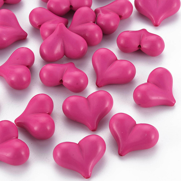 

PandaHall Opaque Acrylic Beads, Heart, Medium Violet Red, 17x22x10mm, Hole: 1.4mm, about 255pcs/500g Acrylic Heart