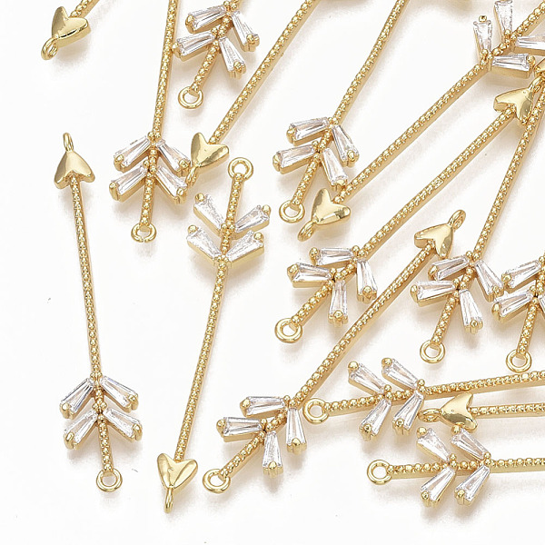 

PandaHall Brass Micro Pave Cubic Zirconia Links connectors, Nickel Free, Arrow, Clear, Real 18K Gold Plated, 41x8x3mm, Hole: 1.2mm...