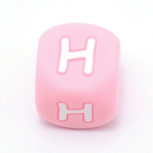 

PandaHall Silicone Alphabet Beads for Bracelet or Necklace Making, Letter Style, Pink Cube, Letter.H, 12x12x12mm, Hole: 3mm Silicone Letter...