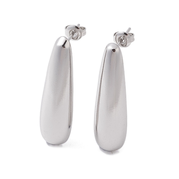 

PandaHall Brass Stud Earrings, Teardrop, Platinum, 31.5x9mm Brass Teardrop