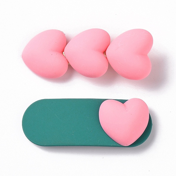 

PandaHall Iron Alligator Hair Clips, Resin Heart Hair Accessories, Pink, 64.5x25x20mm, 2pcs/card Resin Pink
