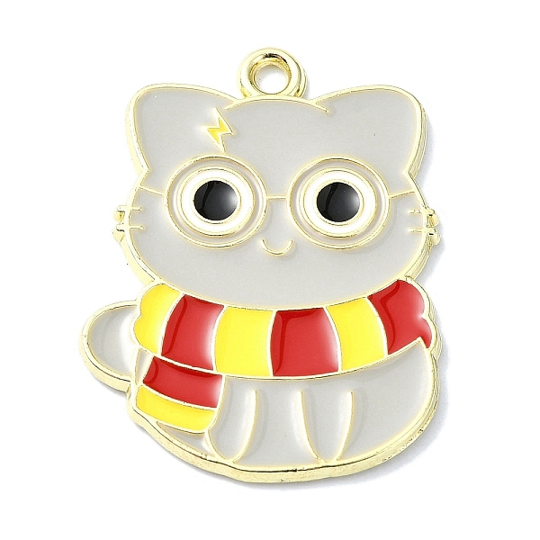 

PandaHall Alloy Enamel Pendants, Golden, Cat with Scarf Charm, FireBrick, 28x21.5x1.5mm, Hole: 2mm Alloy+Enamel Cat Shape Red