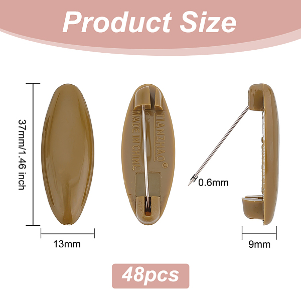 楕円形プラスチックカバースカーフ安全ピン48個.