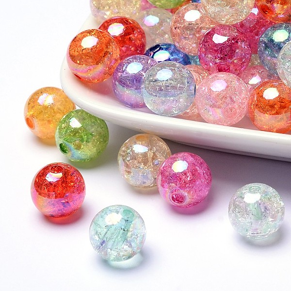 

PandaHall Bubblegum AB Color Transparent Crackle Acrylic Round Beads, Mixed Color, 12mm, Hole: 2.5mm, about 520pcs/500g Acrylic Round..., Multicolor