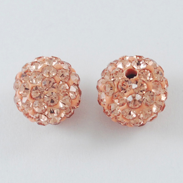 

PandaHall Pave Disco Ball Beads, Polymer Clay Rhinestone Beads, Round, Light Peach, 10mm, Hole: 1.5mm Polymer Clay+Glass Rhinestone Round..., Red