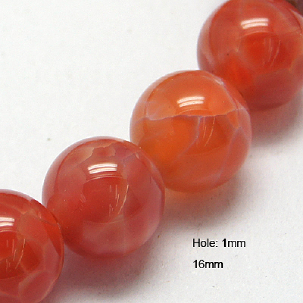 

PandaHall Natural Fire Crackle Agate Beads Strands, Dyed & Heated, Round, 16mm, Hole: 1mm Fire Crackle Agate Round Red