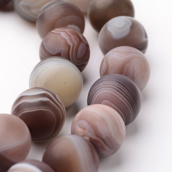 

PandaHall Natural Botswana Agate Bead Strands, Frosted, Round, 10mm, Hole: 1mm, about 38pcs/strand, 15 inch Botswana Agate Round