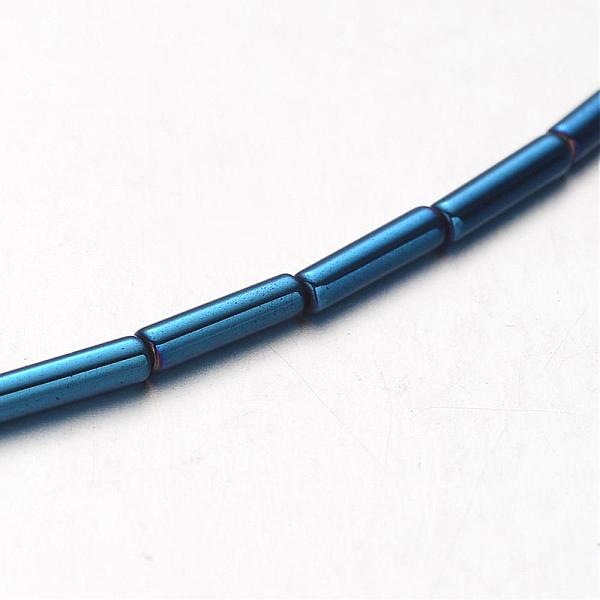 

PandaHall Electroplate Non-magnetic Synthetic Hematite Bead Strands, Tube, Blue Plated, 8x2mm, Hole: 1mm, about 51pcs/strand, 15.7 inch...