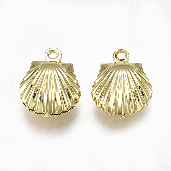 

PandaHall Brass Charms, Shell, Real 18K Gold Plated, 13x10x4.5mm, Hole: 1.2mm Brass Shell Shape