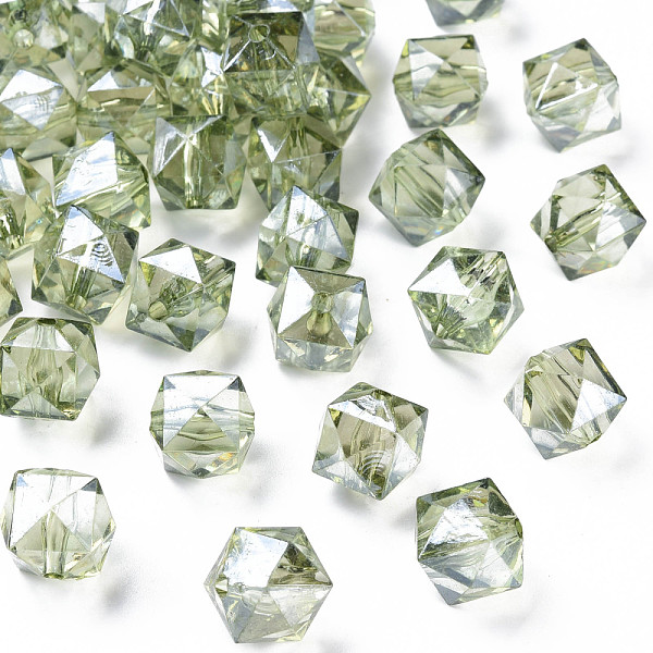 

PandaHall Transparent Acrylic Beads, Faceted, Rhombus, Olive Drab, 13x14x13.5mm, Hole: 2mm, about 346pcs/500g Acrylic Rhombus