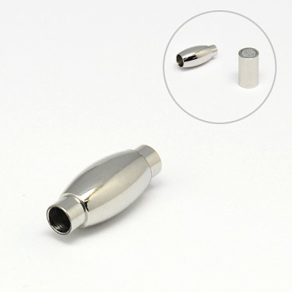 

PandaHall 304 Stainless Steel Magnetic Clasps with Glue-in Ends, Column with Barrel, 17x7mm, Hole: 3mm 304 Stainless Steel Column