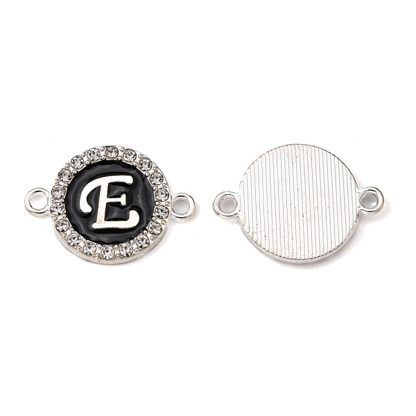 

PandaHall Alloy Enamel Links Connectors, with Crystal Rhinestones, Flat Round with Letter, Silver Color Plated, Letter.E, 22x16x2mm, Hole..., Black