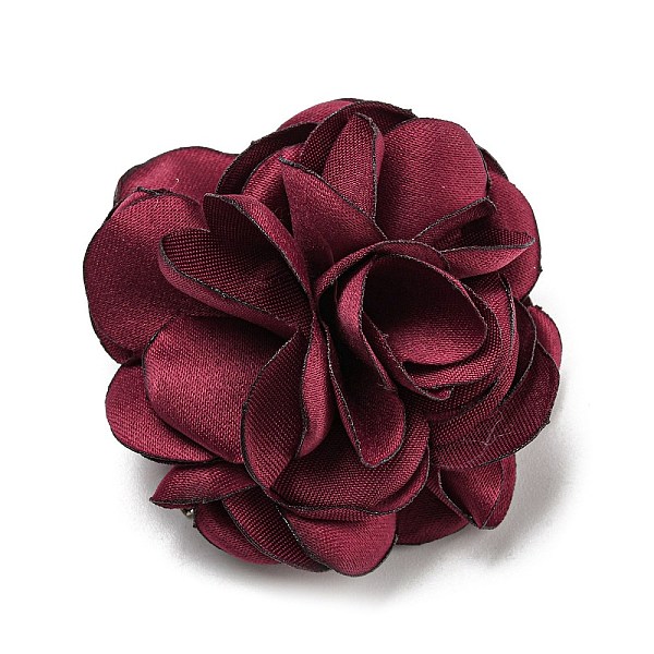 

PandaHall Fabric Rose Flower Brooch for Women, with Iron Pin & Alligator Clip, Dark Red, 53~55x53~55x34~37mm Cloth Flower