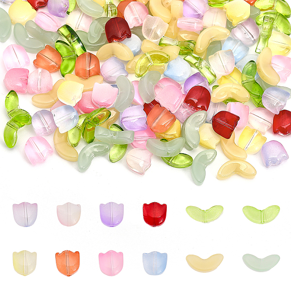 

PandaHall Globleland 180Pcs 12 Style Handmade Lampwork Beads, Tulip, Mixed Color, 8.5~14x6.5~9x4~5mm, Hole: 1mm Lampwork Flower Multicolor