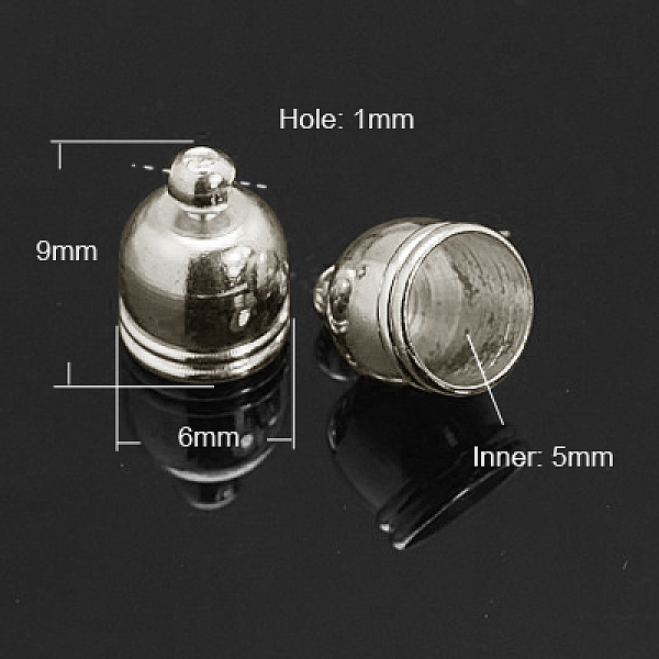 

PandaHall Brass Cord Ends, Platinum, 9x6mm, Hole: 1mm, Inner Diameter: 5mm Brass
