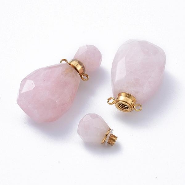 

PandaHall Faceted Natural Rose Quartz Openable Perfume Bottle Pendants, with Golden Tone 304 Stainless Steel Findings...