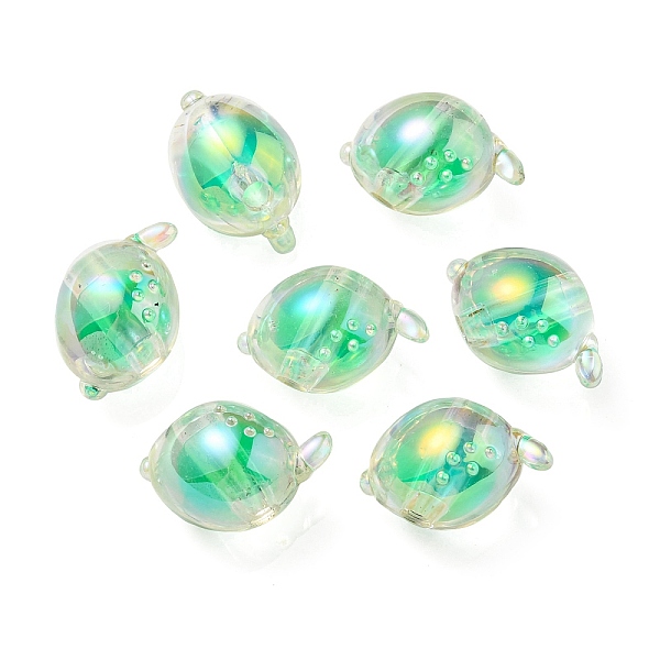 

PandaHall UV Plating Rainbow Iridescent Acrylic Beads, Two Tone Bead in Bead, Fish, Spring Green, 15x17x15mm, Hole: 3.5mm Acrylic Fish