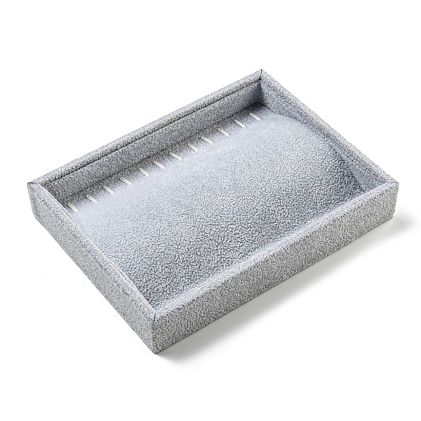 

PandaHall Velvet Necklace Display Storage Boxes, Plush Necklace Organizer Trays, Rectangle, Light Grey, 20.1x15.2x3.15cm Velvet