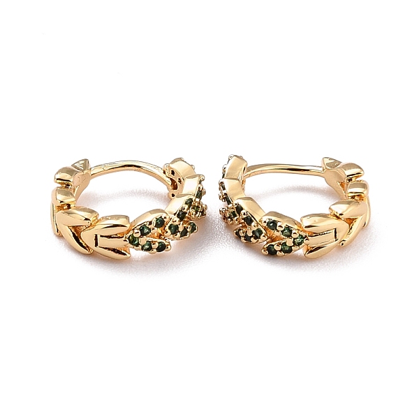 

PandaHall Heart Sparkling Cubic Zirconia Huggie Hoop Earring for Her, Real 18K Gold Plated Brass Micro Pave Cubic Zirconia Earrings, Green...