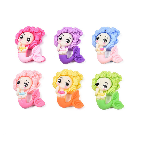 

PandaHall Opaque Resin Cabochons, Mermaid, Mixed Color, 31x24x7mm Resin Fish Multicolor