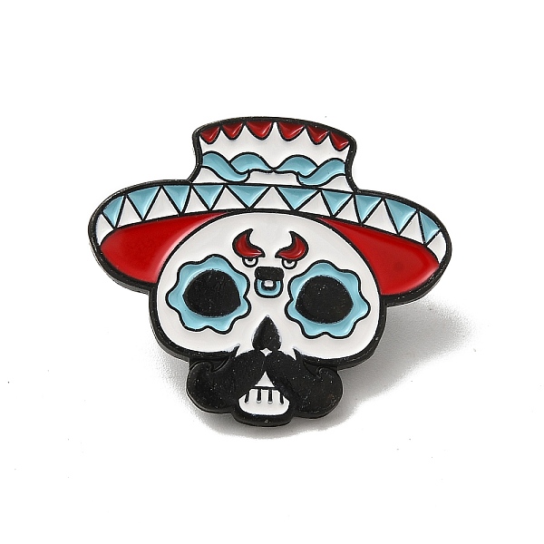 

PandaHall Black Halloween Baking Paint Zinc Alloy Brooches, Hat, 26.5x30x1.5mm Alloy Hat White