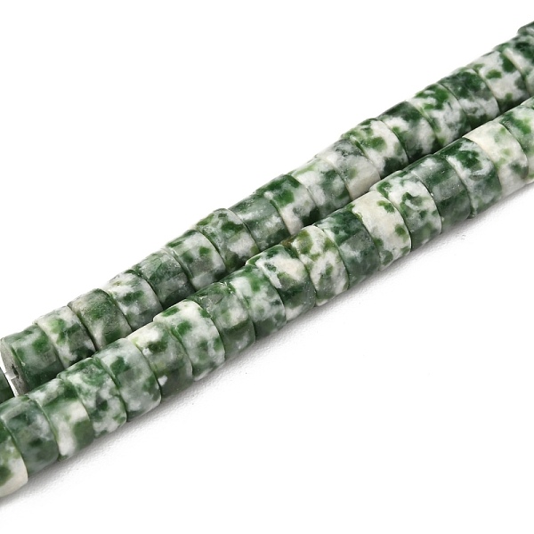 

PandaHall 1 Strand Natural Green Spot Jasper Beads Strands, Heishi Beads, Flat Round/Disc, 6x3mm, Hole: 1mm, about 119~131pcs/strand...
