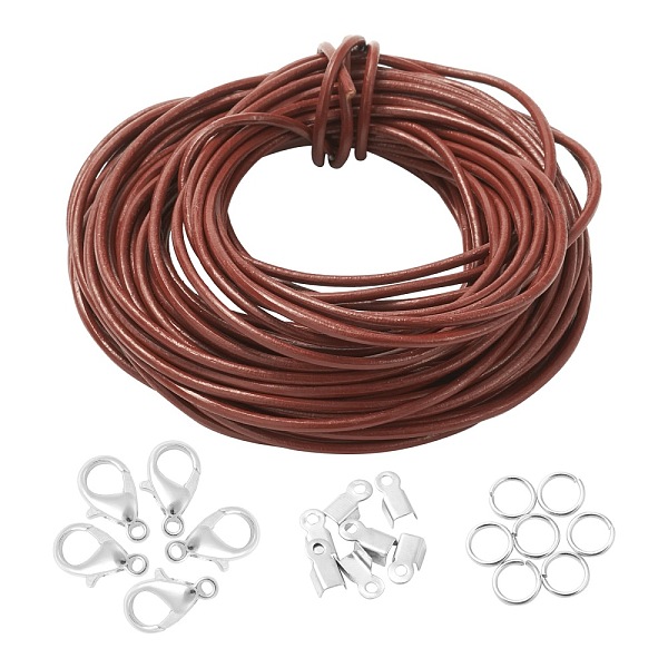 

PandaHall DIY Necklace Making Kits, Including Cowhide Leather Cord, 304 Stainless Steel Jump Rings, Iron Cord Ends and Zinc Alloy Lobster..., Multicolor