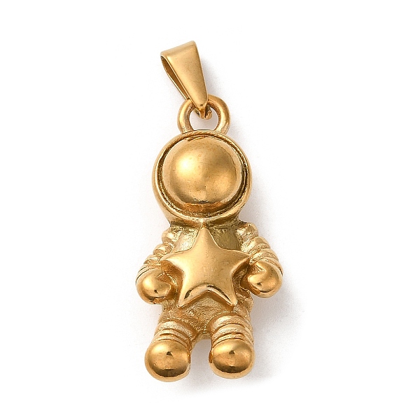 

PandaHall Vacuum Plating 304 Stainless Steel Pendants, Long-Lasting Plated, Spaceman with Star Charm, Golden, 34x15.5x9mm, Hole: 7x3mm 304...