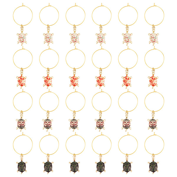 

PandaHall HOBBIESAY 6 Sets Alloy Enamel Wine Glass Charms, with Brass Hoops, Tortoise, Mixed Color, 55.5mm, Pendant: 24.5x14x4mm, Pin..., Multicolor