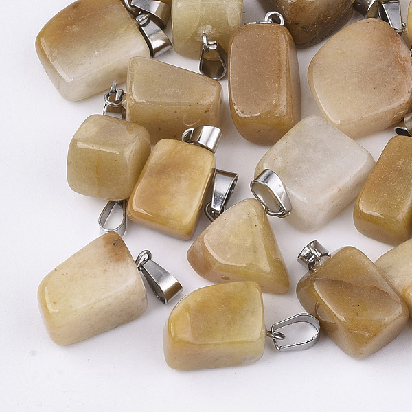 

PandaHall Natural Topaz Jade Pendants, with Stainless Steel Snap On Bails, Nuggets, 15~35x10~20x5~15mm, Hole: 3x7.5mm Topaz Jade Nuggets