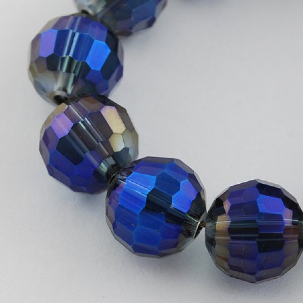 

PandaHall Electroplate Glass Bead Strands, Rainbow Color Plated, Faceted(96 Facets), Round, Dark Blue, 8mm, Hole: 1mm, about 72pcs/strand...