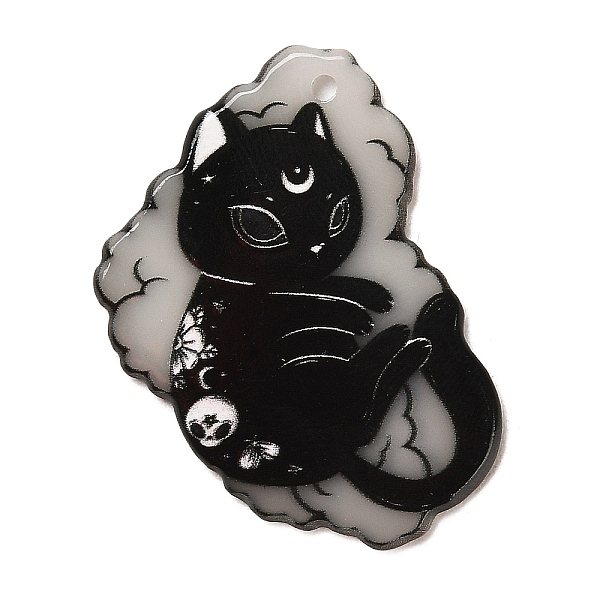 

PandaHall Luminous Opaque Acrylic Pendants, Cat Shape, Black, 37x32x2mm, Hole: 1.8mm Acrylic Cat Shape Black