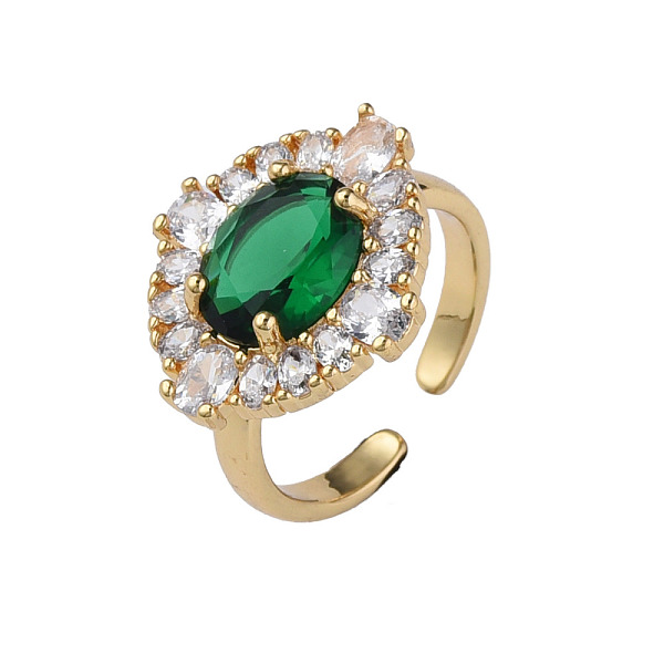 

PandaHall Cubic Zirconia Oval Open Cuff Ring, Real 18K Gold Plated Brass Jewelry for Women, Nickel Free, Green, US Size 6 1/4(16.7mm)...