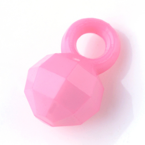 

PandaHall Opaque Acrylic Pendants, Faceted Round, Flamingo, 13x8.5x8mm, Hole: 3.2mm, about 1400pcs/500g Acrylic Round Pink
