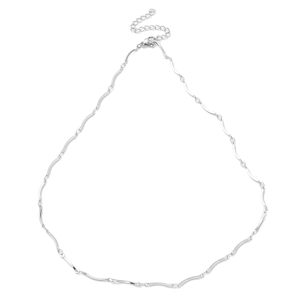 

PandaHall 304 Stainless Steel Curved Bar Link Chain Necklaces, Stainless Steel Color, 17.40 inch(44.2cm) 304 Stainless Steel