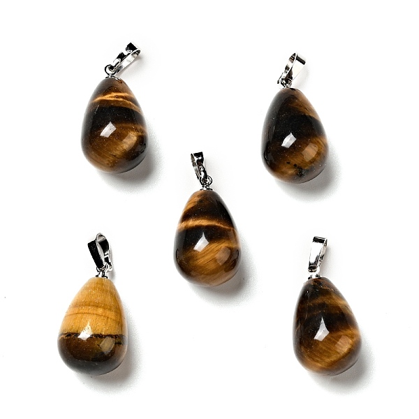 

PandaHall Natural Tiger Eye Pendants, with Platinum Tone Brass Findings, Teardrop Charm, 20~21x11~12mm, Hole: 6x3.5mm Tiger Eye Teardrop