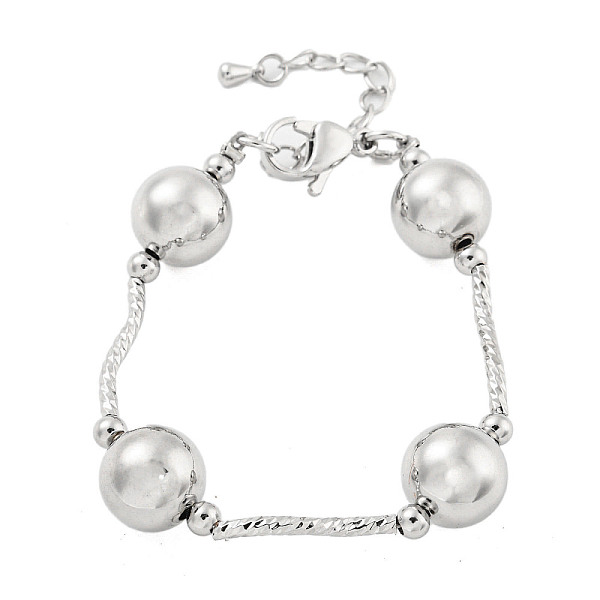 

PandaHall Rack Plating Brass Twisted Link Round Ball Bracelets for Women, Cadmium Free & Lead Free, Long-Lasting Plated, Platinum, 6-3/8...
