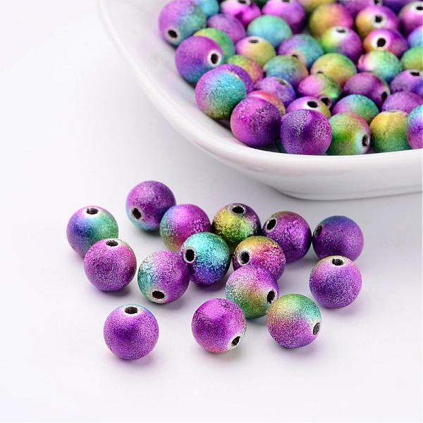 Colorful Round Spray Painted Acrylic Beads Mix