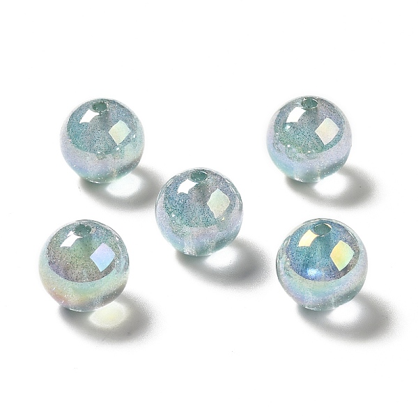 

PandaHall UV Plating Transparent Rainbow Iridescent Acrylic Beads, Glitter Beads, Round, Light Blue, 15.5~16x15.5mm, Hole: 2.6~2.7mm Acrylic...