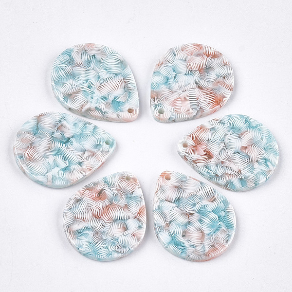 

PandaHall Cellulose Acetate(Resin) Pendants, teardrop, Sky Blue, 29x23x2.5mm, Hole: 1.5mm Cellulose Acetate Teardrop Blue