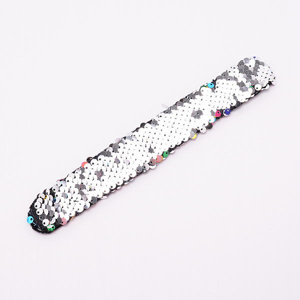 

PandaHall Mermaid Slap Bracelets, Two-color Reversible Charm Sequins Flip Wristbands, Colorful, 214x28x5.5mm Plastic