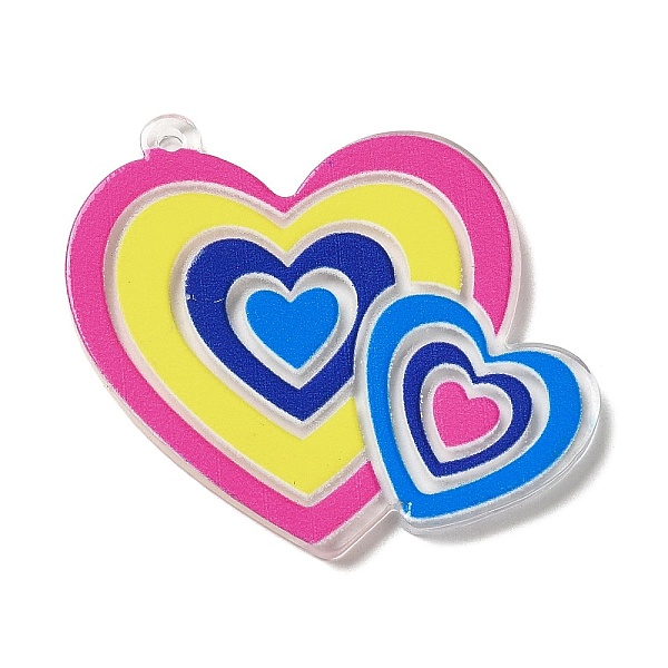 

PandaHall Translucent Acrylic Pendants, Heart Charms, Colorful, 35x36x2mm, Hole: 1.4mm Acrylic Heart Yellow