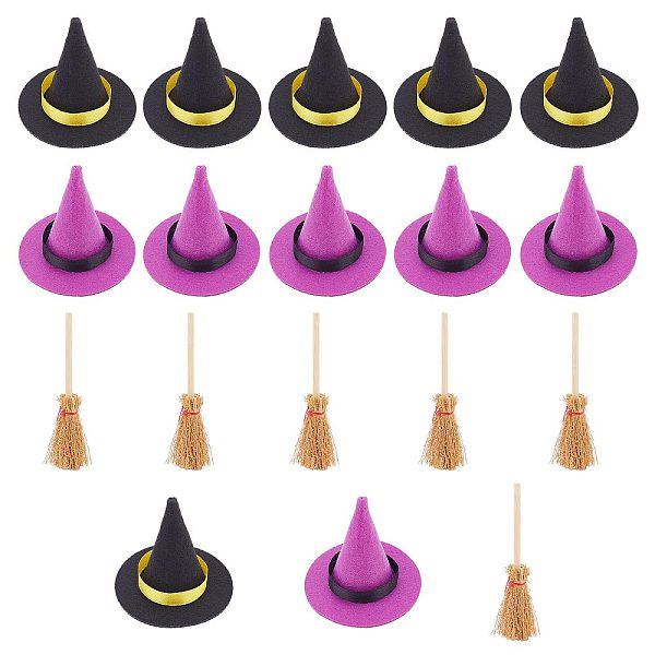 

PandaHall CRASPIRE 12Pcs 2 Colors Polyester Witch Hats, Handmade Gnome for Halloween Party Favors DIY Hair Accessories Crafts, with 6Pcs..., Multicolor