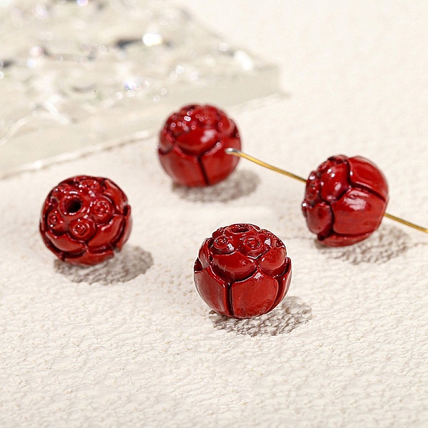 

PandaHall Handmade Cinnabar Beads, Red, Flower, 10mm Cinnabar Flower