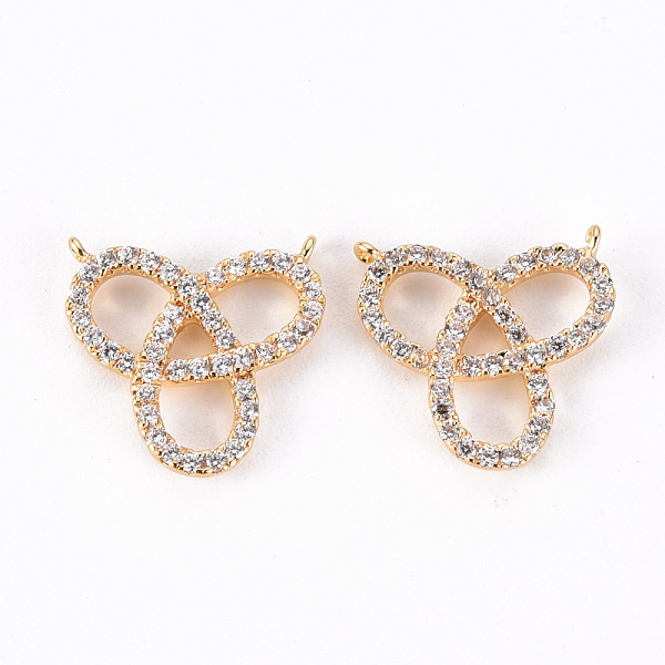 

PandaHall Brass Micro Pave Clear Cubic Zirconia Links Connectors, Nickel Free, Real 18K Gold Plated, 13x13.5x2mm, Hole: 0.5mm Brass+Cubic...