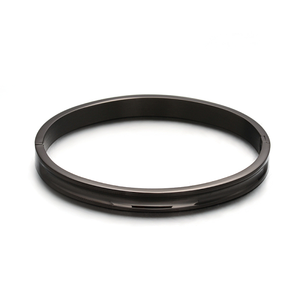 

PandaHall Fashionable Unisex 304 Stainless Steel Bangles, Gunmetal, 50x59mm 304 Stainless Steel